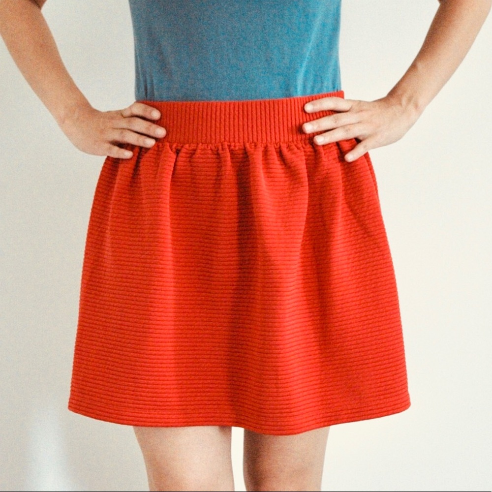 UO Cooperative>spicy orange ribbed skater skirt. PRICE FIRM - Picture 2 of 12